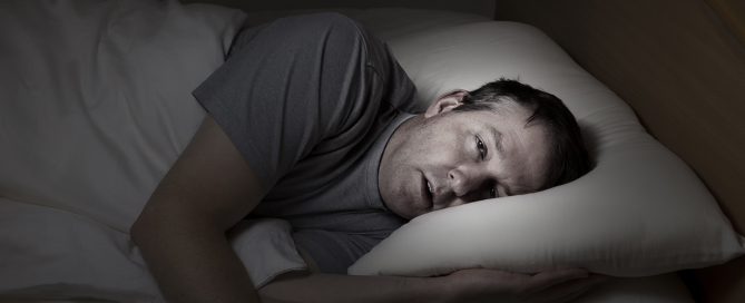Mature man cannot get to sleep
